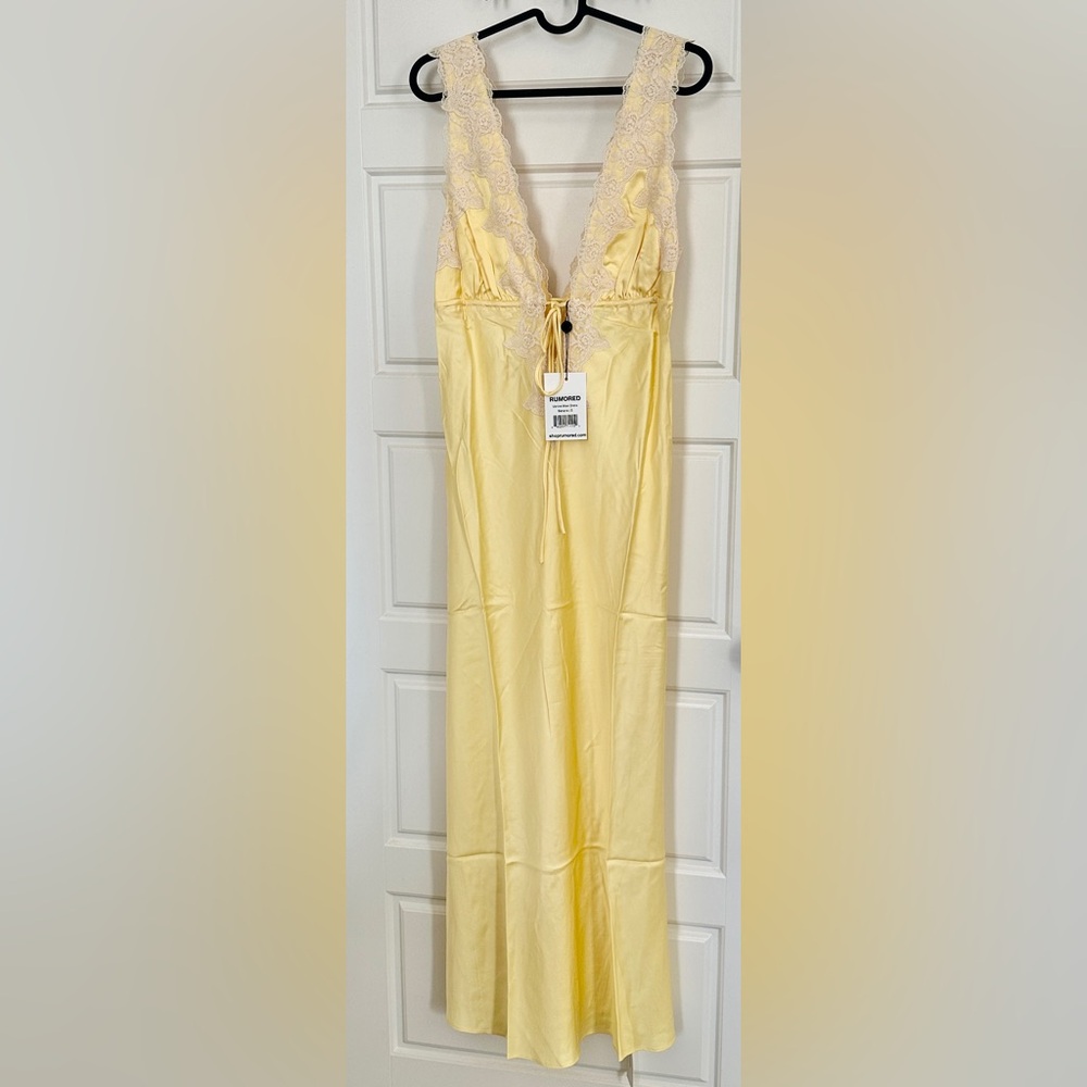 Rumored Yellow Maxi Dress with White Lace - Picture 5 of 10